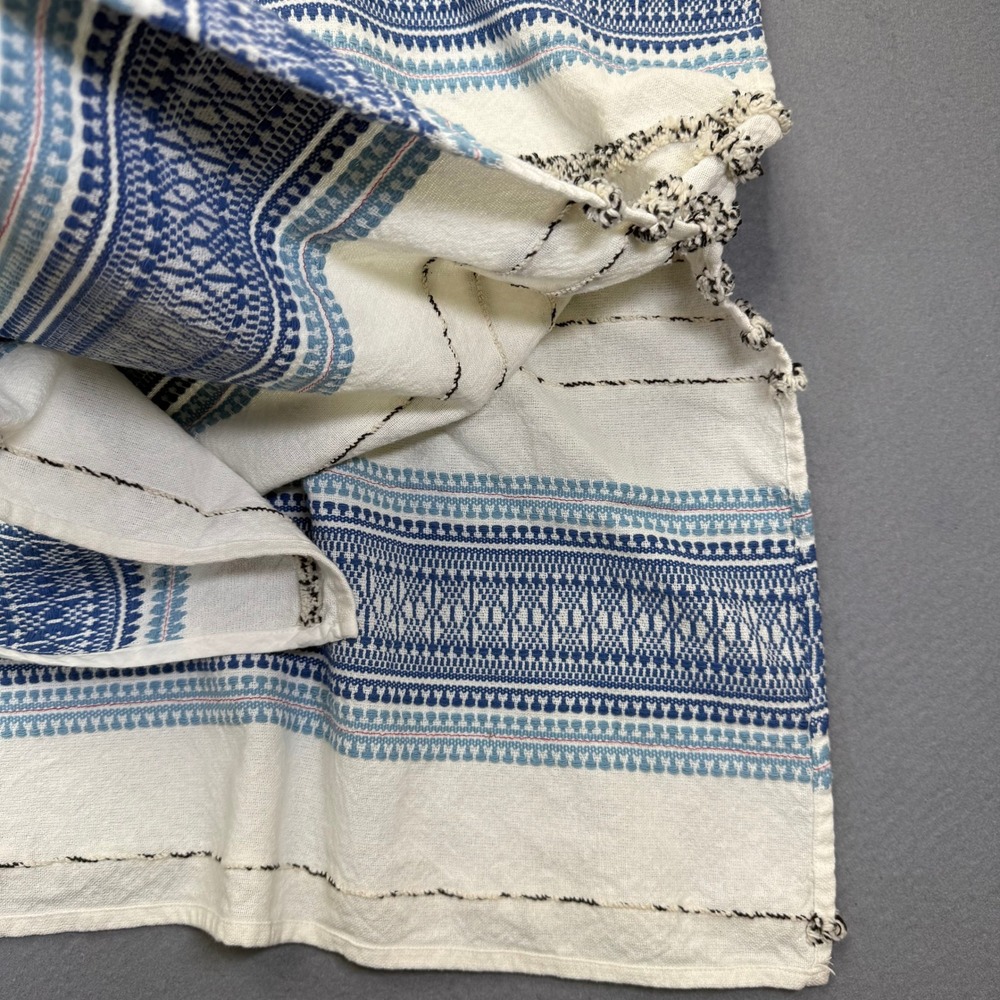 Dylan Womens Medium Blue White Striped Cotton Open Front Kimono Cardigan Wrap - Picture 7 of 8